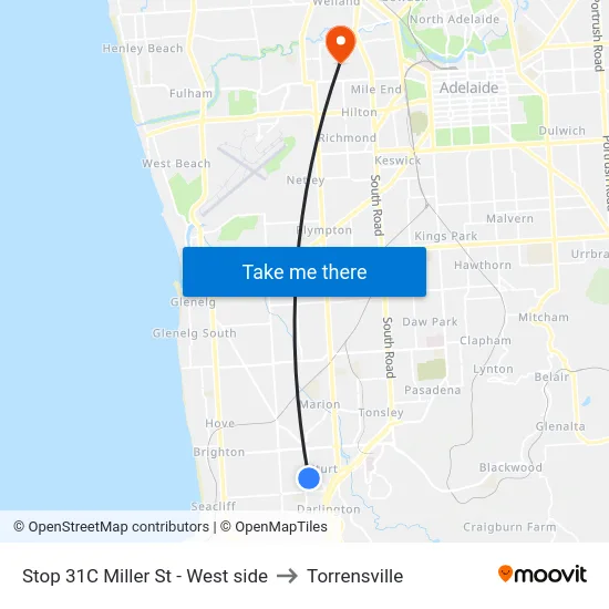 Stop 31C Miller St - West side to Torrensville map
