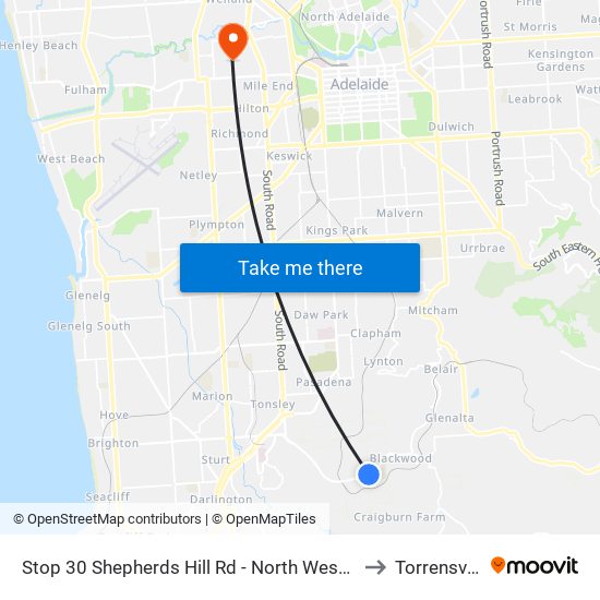 Stop 30 Shepherds Hill Rd - North West side to Torrensville map