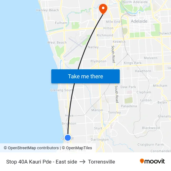 Stop 40A Kauri Pde - East side to Torrensville map