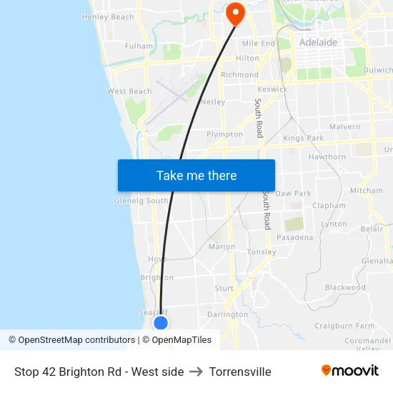 Stop 42 Brighton Rd - West side to Torrensville map