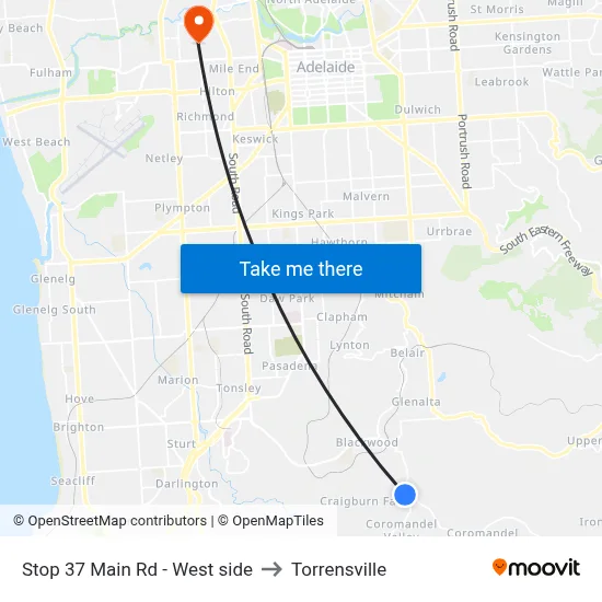 Stop 37 Main Rd - West side to Torrensville map