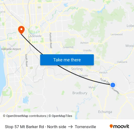 Stop 57 Mt Barker Rd - North side to Torrensville map