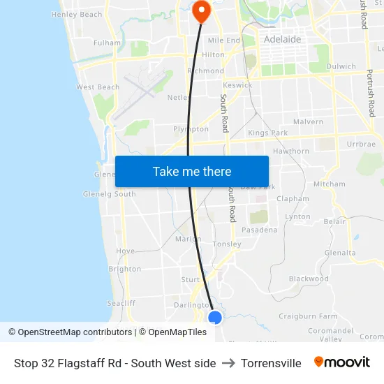 Stop 32 Flagstaff Rd - South West side to Torrensville map