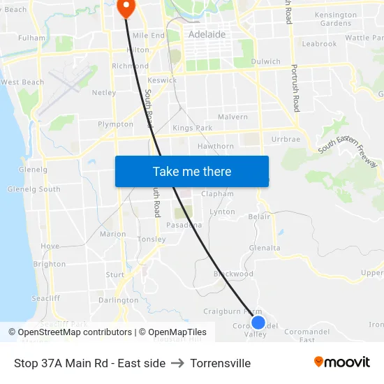 Stop 37A Main Rd - East side to Torrensville map