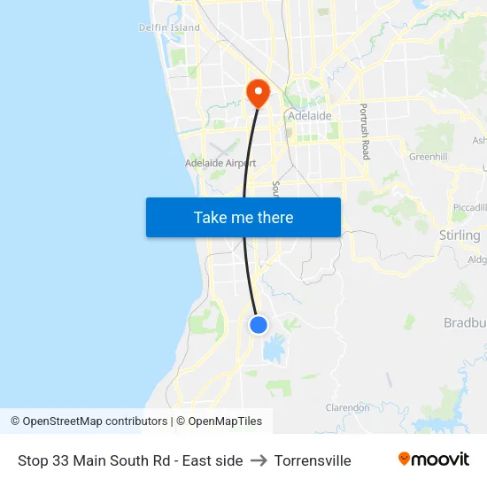 Stop 33 Main South Rd - East side to Torrensville map