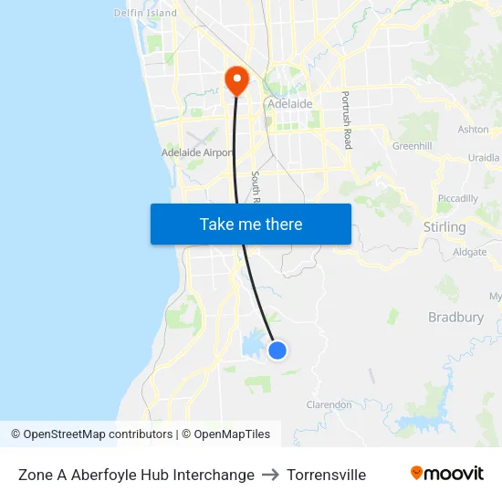 Zone A Aberfoyle Hub Interchange to Torrensville map