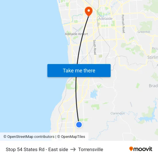 Stop 54 States Rd - East side to Torrensville map