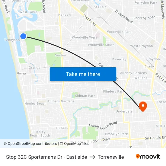 Stop 32C Sportsmans Dr - East side to Torrensville map