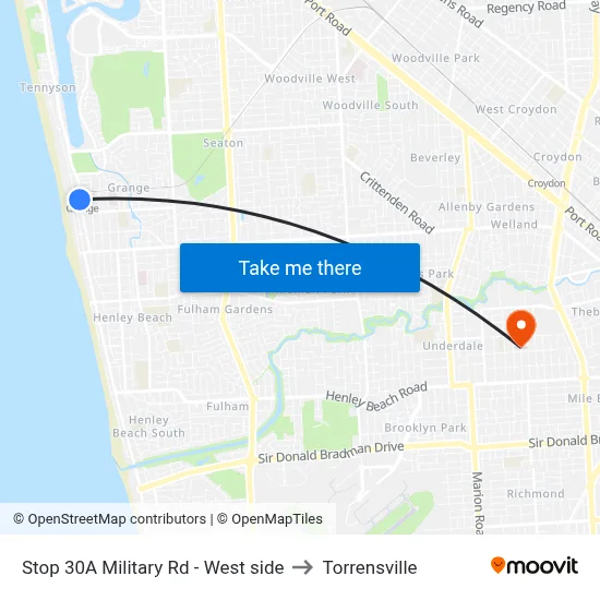 Stop 30A Military Rd - West side to Torrensville map