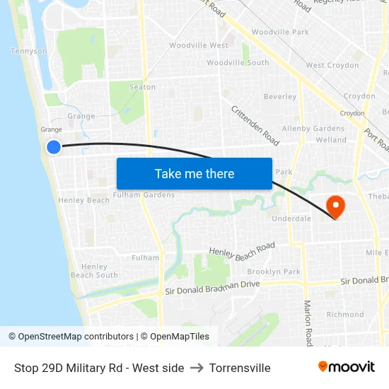 Stop 29D Military Rd - West side to Torrensville map