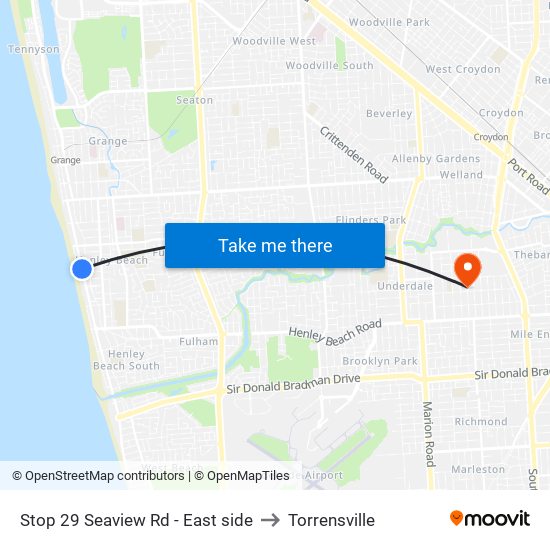 Stop 29 Seaview Rd - East side to Torrensville map