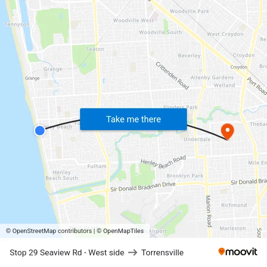 Stop 29 Seaview Rd - West side to Torrensville map