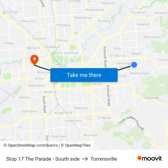 Stop 17 The Parade - South side to Torrensville map