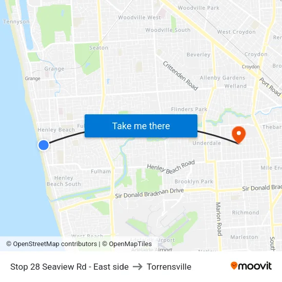 Stop 28 Seaview Rd - East side to Torrensville map