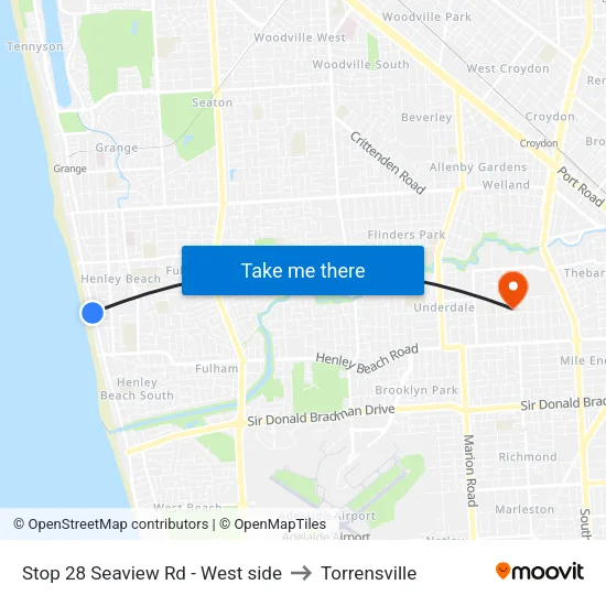 Stop 28 Seaview Rd - West side to Torrensville map