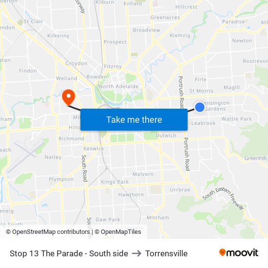 Stop 13 The Parade - South side to Torrensville map