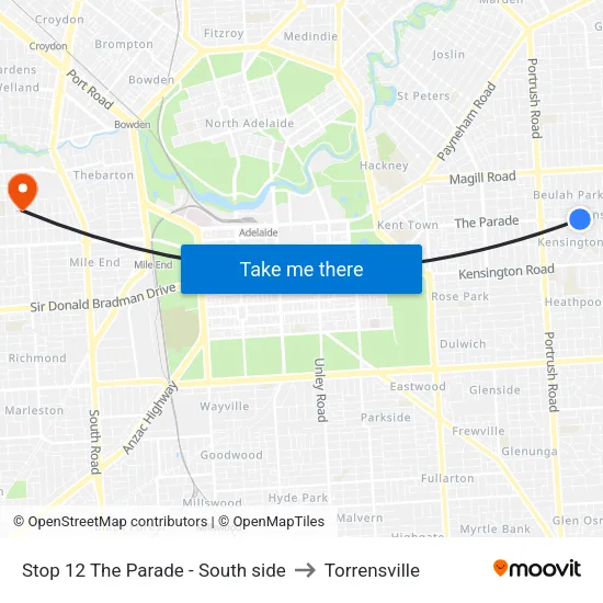 Stop 12 The Parade - South side to Torrensville map