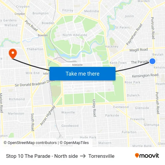 Stop 10 The Parade - North side to Torrensville map