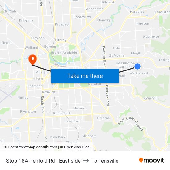 Stop 18A Penfold Rd - East side to Torrensville map