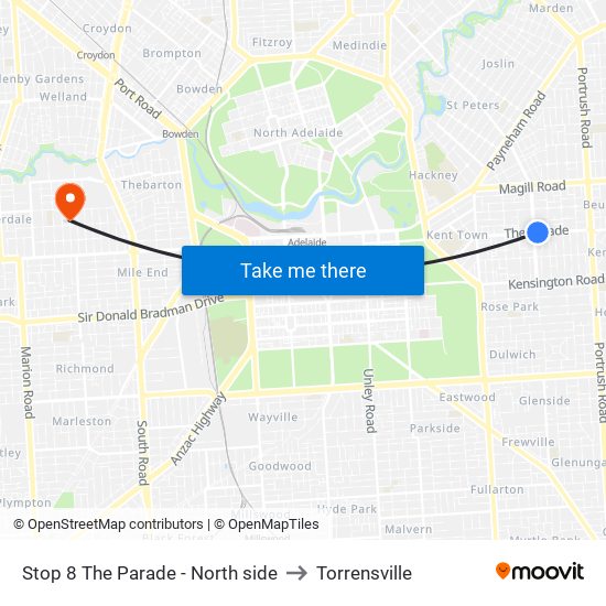 Stop 8 The Parade - North side to Torrensville map