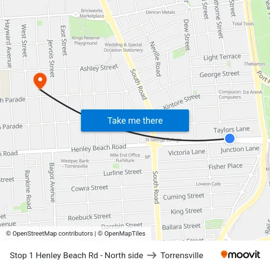 Stop 1 Henley Beach Rd - North side to Torrensville map