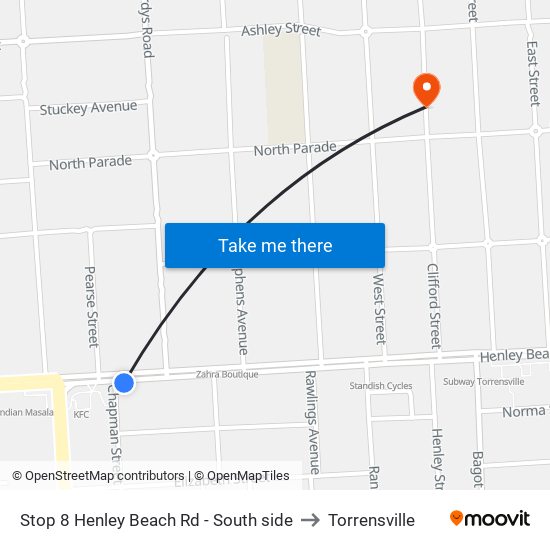 Stop 8 Henley Beach Rd - South side to Torrensville map