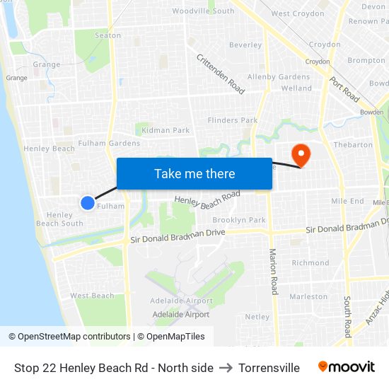 Stop 22 Henley Beach Rd - North side to Torrensville map