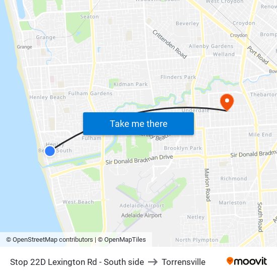 Stop 22D Lexington Rd - South side to Torrensville map