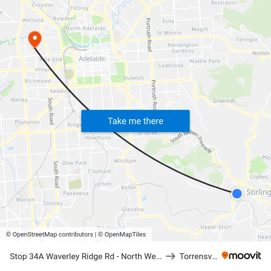 Stop 34A Waverley Ridge Rd - North West side to Torrensville map