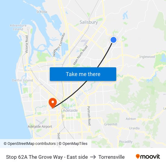 Stop 62A The Grove Way - East side to Torrensville map