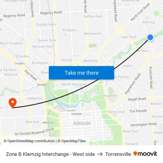 Zone B Klemzig Interchange - West side to Torrensville map