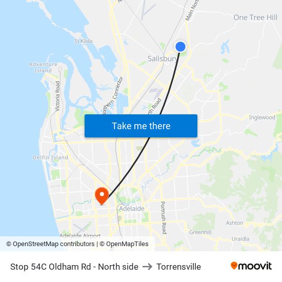 Stop 54C Oldham Rd - North side to Torrensville map