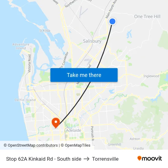 Stop 62A Kinkaid Rd - South side to Torrensville map