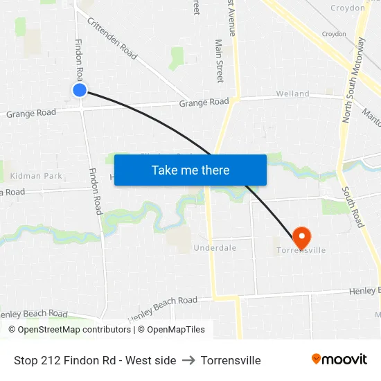 Stop 212 Findon Rd - West side to Torrensville map