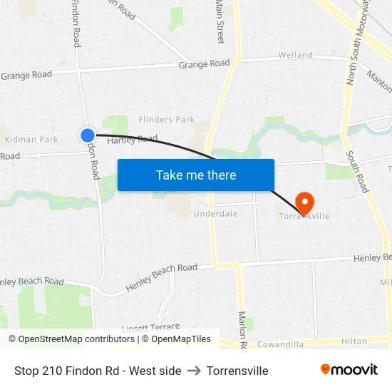 Stop 210 Findon Rd - West side to Torrensville map