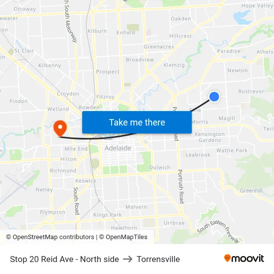 Stop 20 Reid Ave - North side to Torrensville map
