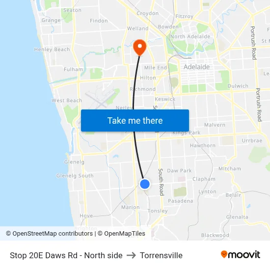 Stop 20E Daws Rd - North side to Torrensville map
