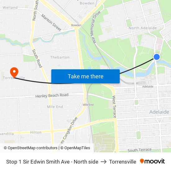 Stop 1 Sir Edwin Smith Ave - North side to Torrensville map