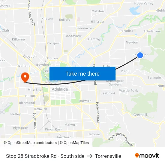 Stop 28 Stradbroke Rd - South side to Torrensville map