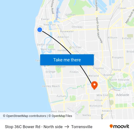 Stop 36C Bower Rd - North side to Torrensville map