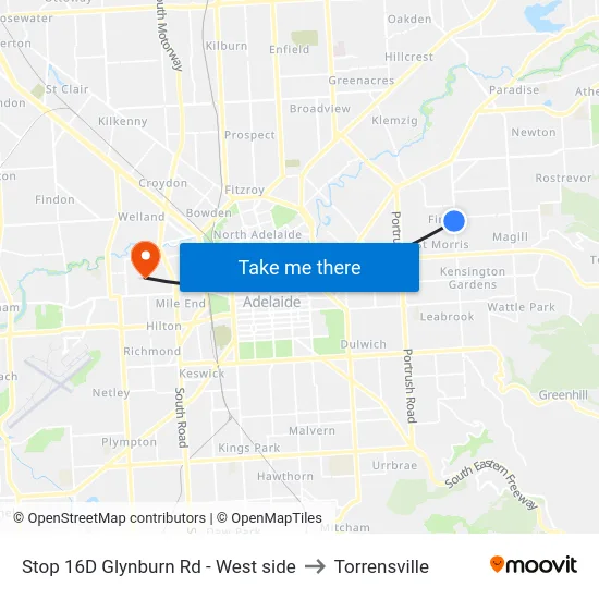 Stop 16D Glynburn Rd - West side to Torrensville map