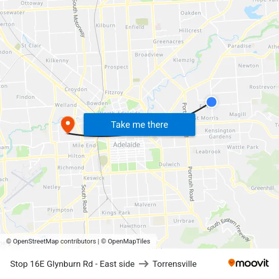 Stop 16E Glynburn Rd - East side to Torrensville map