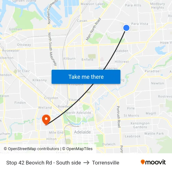 Stop 42 Beovich Rd - South side to Torrensville map