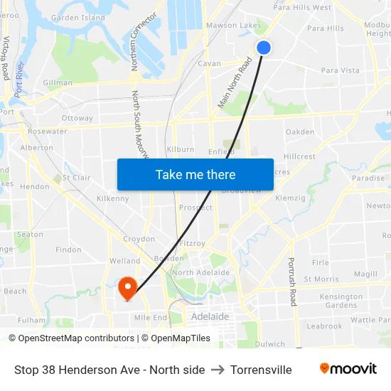 Stop 38 Henderson Ave - North side to Torrensville map