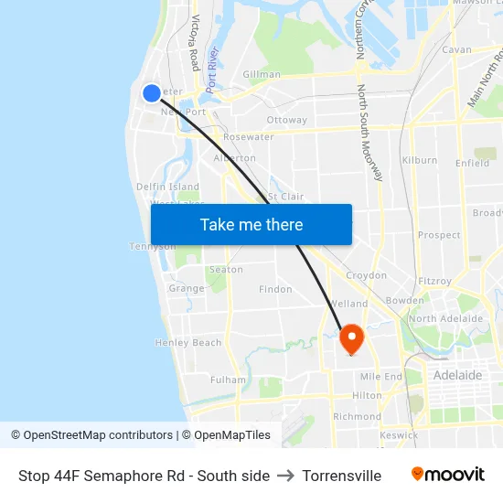 Stop 44F Semaphore Rd - South side to Torrensville map