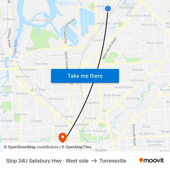 Stop 34U Salisbury Hwy - West side to Torrensville map