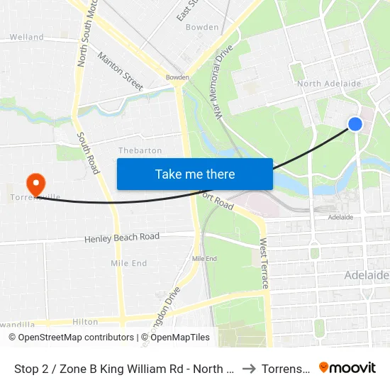 Stop 2 / Zone B King William Rd - North West side to Torrensville map