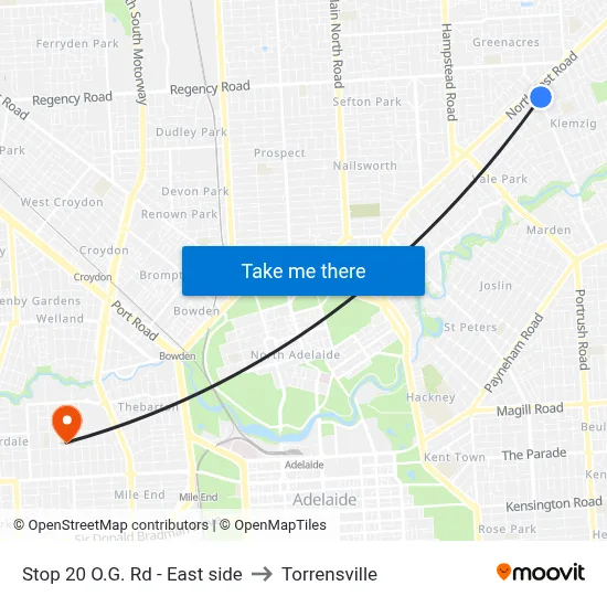 Stop 20 O.G. Rd - East side to Torrensville map