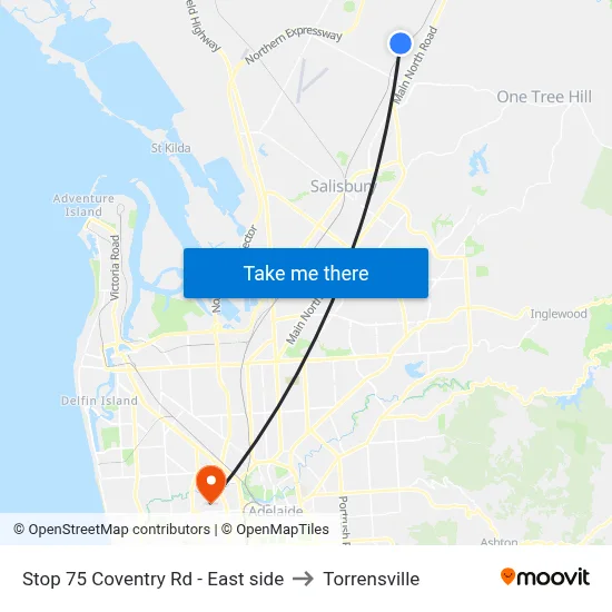 Stop 75 Coventry Rd - East side to Torrensville map