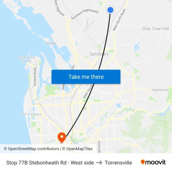 Stop 77B Stebonheath Rd - West side to Torrensville map